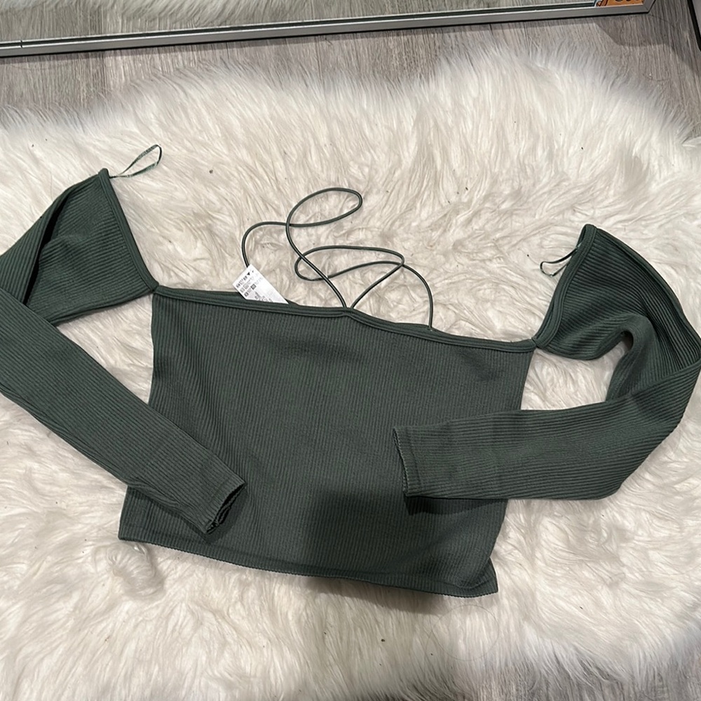 Zara Green Off-Shoulder Top
